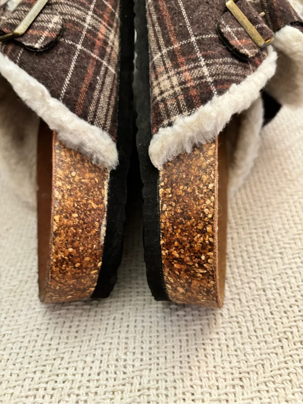 Fitory Brown Plaid Cork Mule Shoes Men’s Size 13